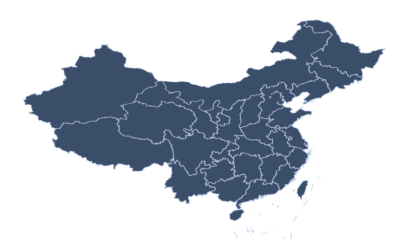 中国地图,标注天隼创翼北京、保定与宁波业务位置